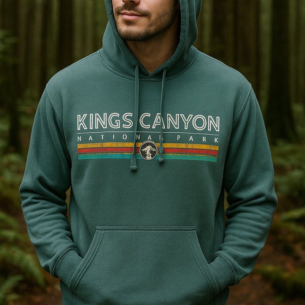 Prairie Mountain Kings Canyon Hoodie Medium Green Waffle Knit Rainbow‎ Stripe